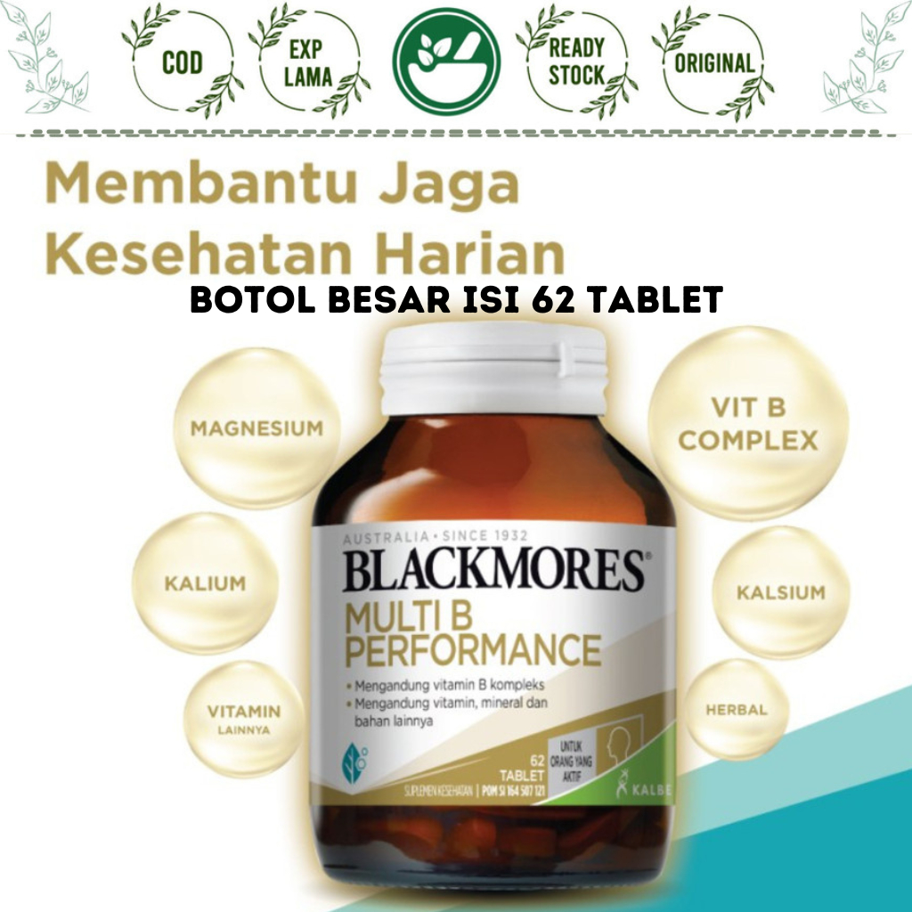 Jual BLACKMORES MULTI B PERFORMANCE 62 TABLET B COMPLEX MULTIVITAMIN B ...