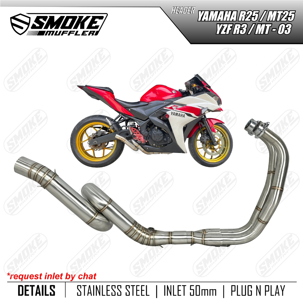 Jual Header Leher Knalpot Yamaha R25 dan MT25 Full Stainless Type U ...