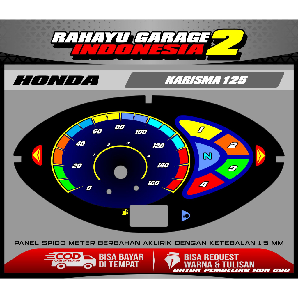Jual papan speedometer custom karisma 125 panel spido meter custom