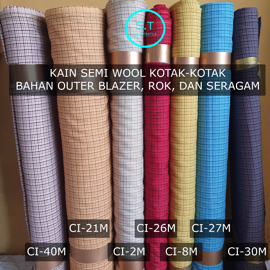 Jual Kain Semi Wool Motif Kotak Kotak Lebar Kain M Harga Per