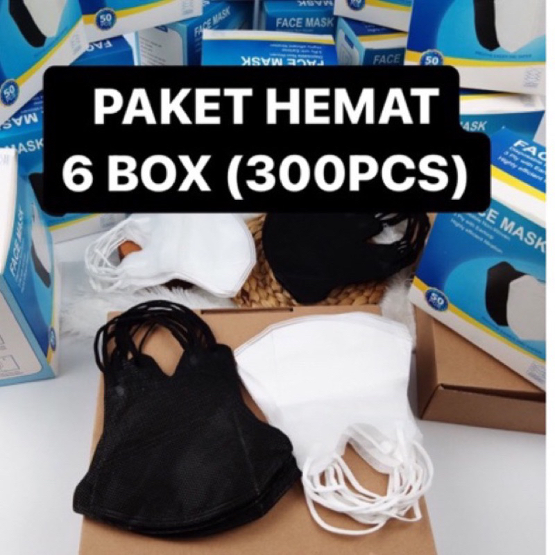 Jual PAKET HEMAT 6 BOX MASKER DUCKBILL 3PLY HITAM PUTIH | Shopee Indonesia