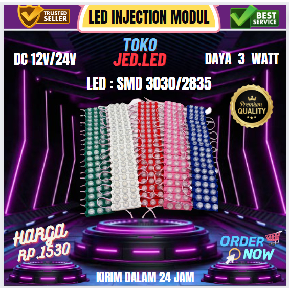 Jual Lampu Led Modul 3 Mata Besar DC 12V /24V 3 Watt SMD 2835/3030 ...