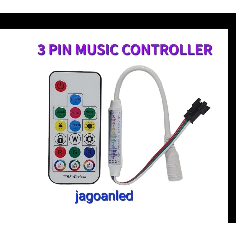 Jual Controller Remote WS2811 WS2812B 17 Key RF Music LED Strip RGB 3