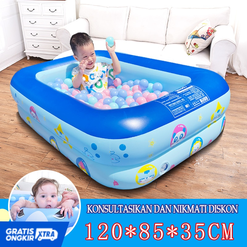 Jual Kolam Renang Anak Jumbo 2 Ring 120*85*33 Cm Kolam Mandi Bola Pompa ...