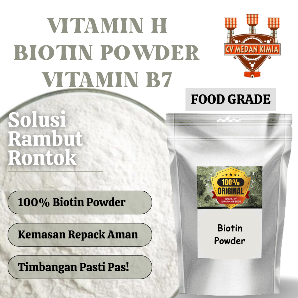 Jual Asli Biotin 10 gr Vitamin B7 Vitamin H Powder Vitamin Rambut 10