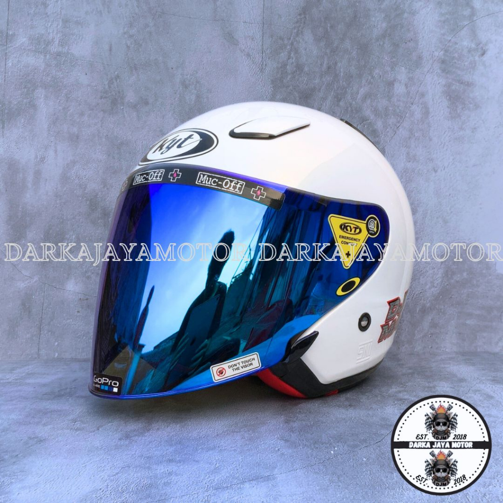 Jual HELM KYT DJ MARU SOLID WHITE PEARL GOLD HELM PAKET GANTENG KYT HALF FACE Shopee Indonesia