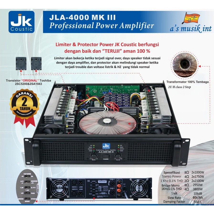 Jual Power JLA4000 MK III JK Coustic Power Amplifier JLA 4000 MKIII