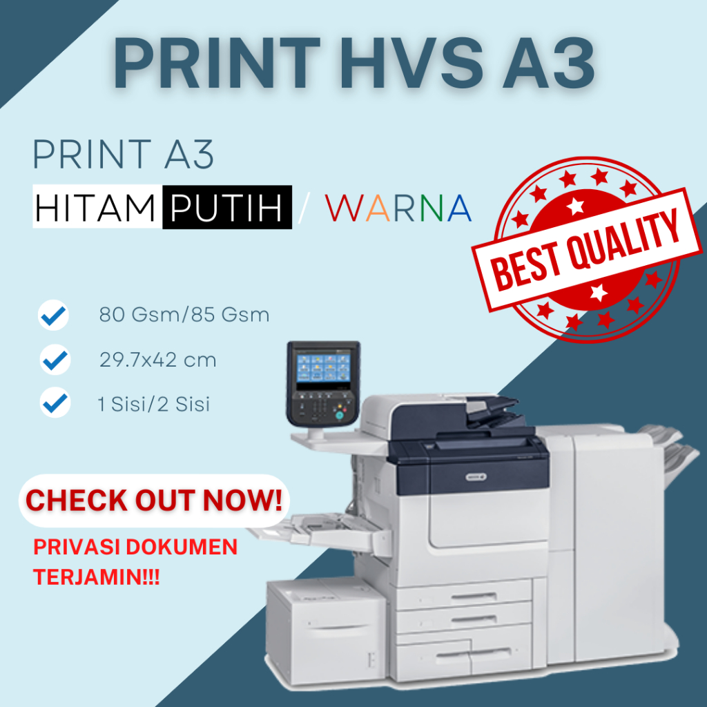 Print /cetak Kertas A3 dokumen, buku, makalah, skripsi, tugas, soal A3 BW/COLOR (Digital/Laser)
