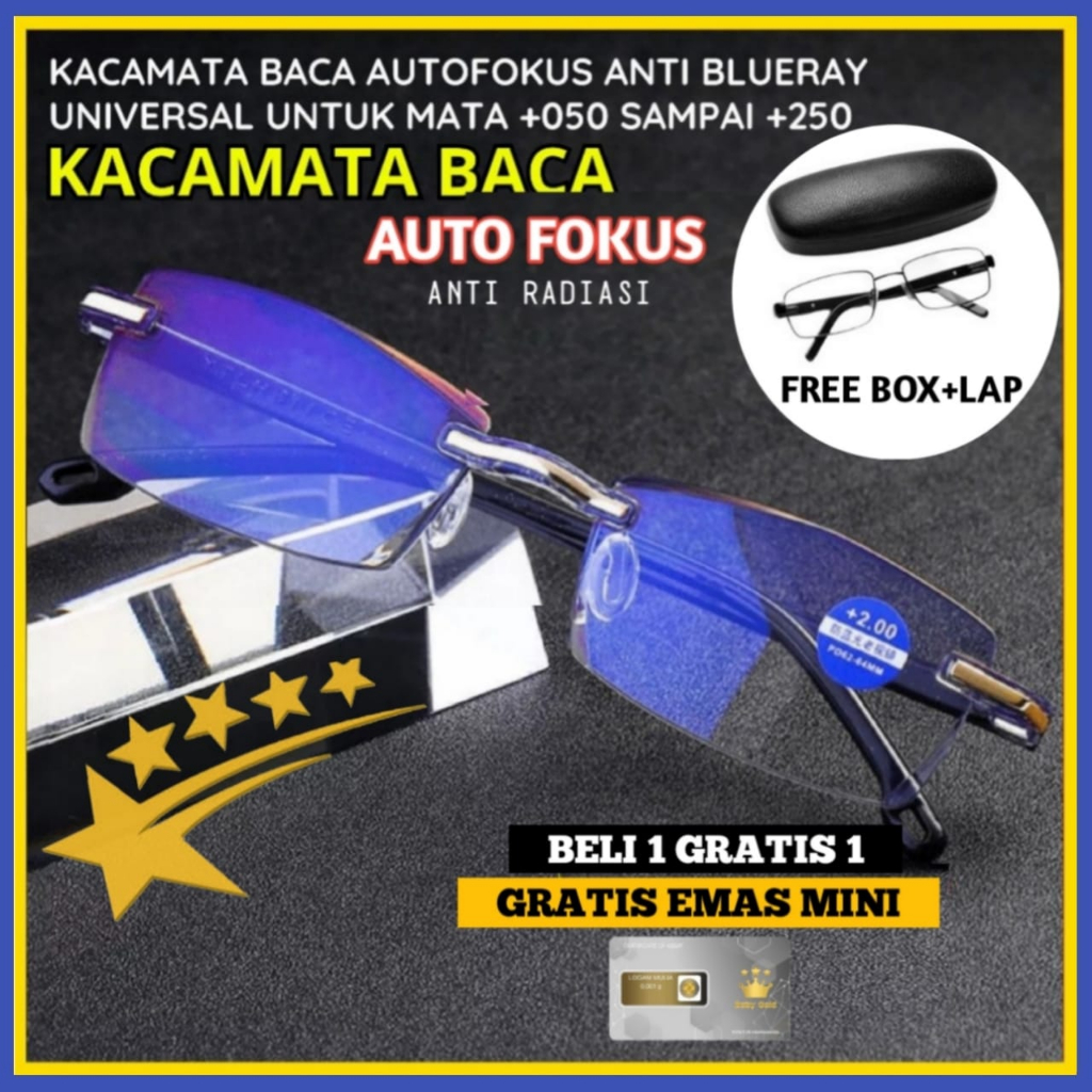 Jual Kacamata Baca Auto Fokus Kacamata Plus Anti Radiasi Blue Ray Wanita Dan Pria Beli 1 Gratis 6792