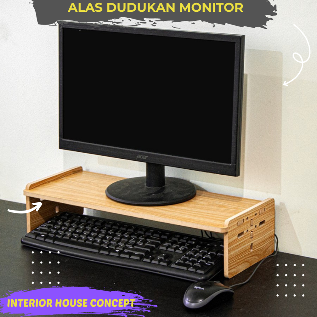 Jual Meja Dudukan Monitor Kayu Alas Stand Monitor Minimalis Bahan Premium Alas Stand Dudukan