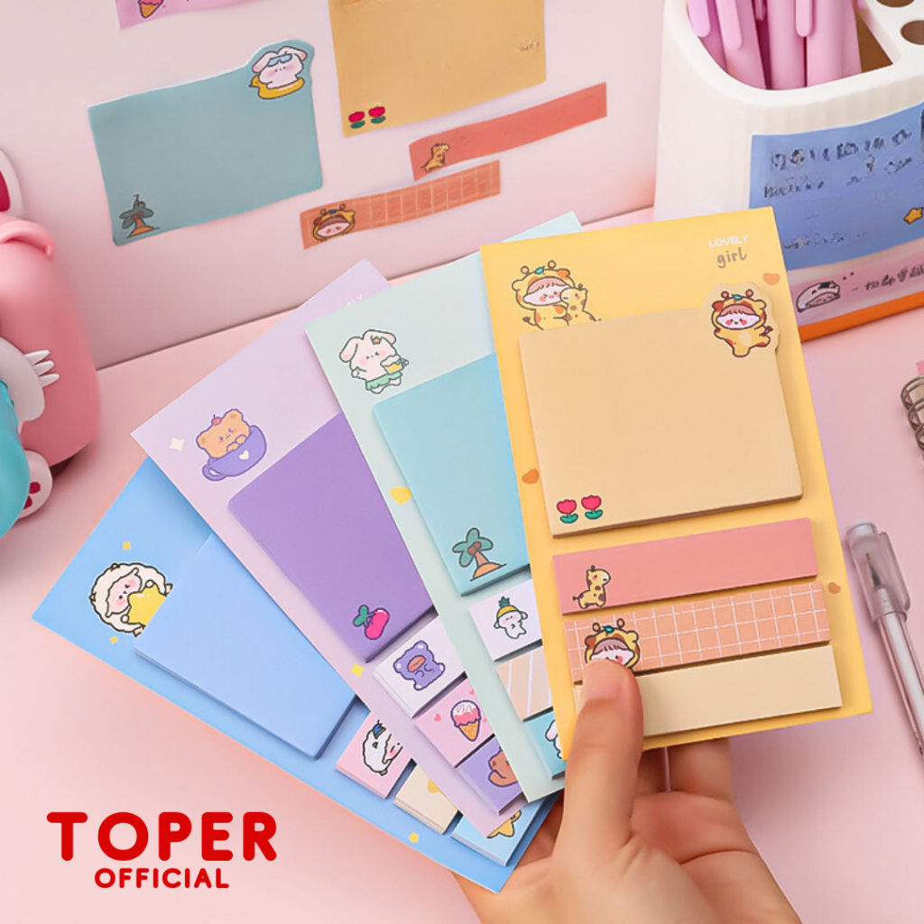 Jual TOPER Sticky Notes Lovely Mix Set Colorful Berwarna Memo Pad 4 ...