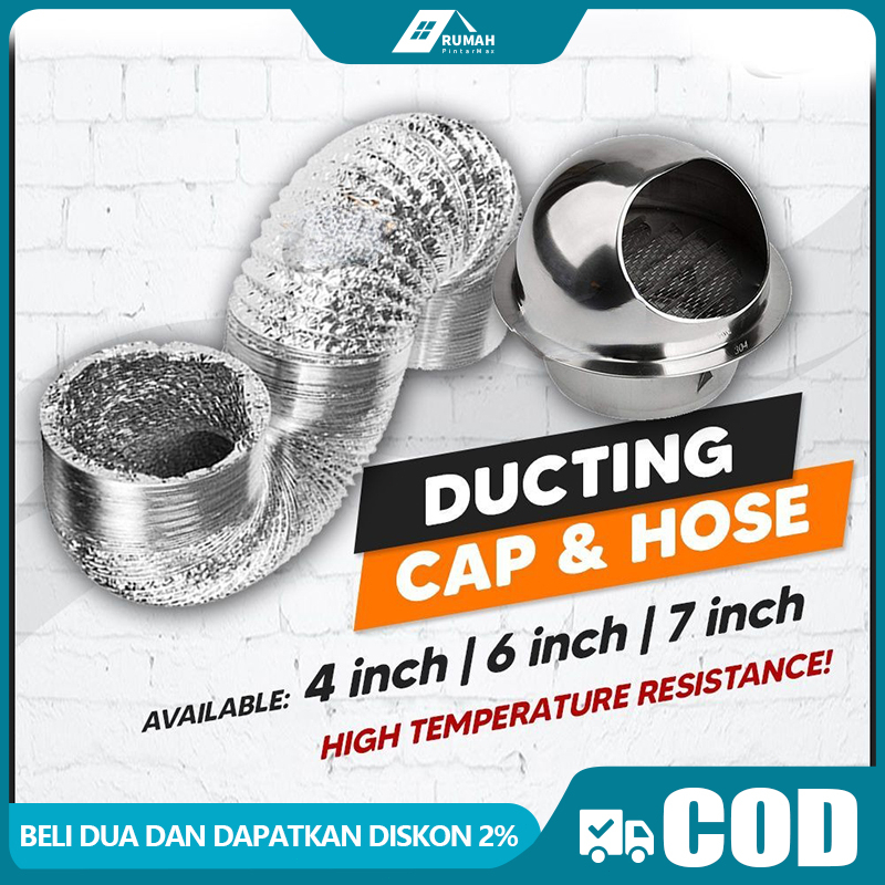 Jual Stainless Steel Cap 4" / 6'' / 7"and 5 meter+ Flexible Aluminium