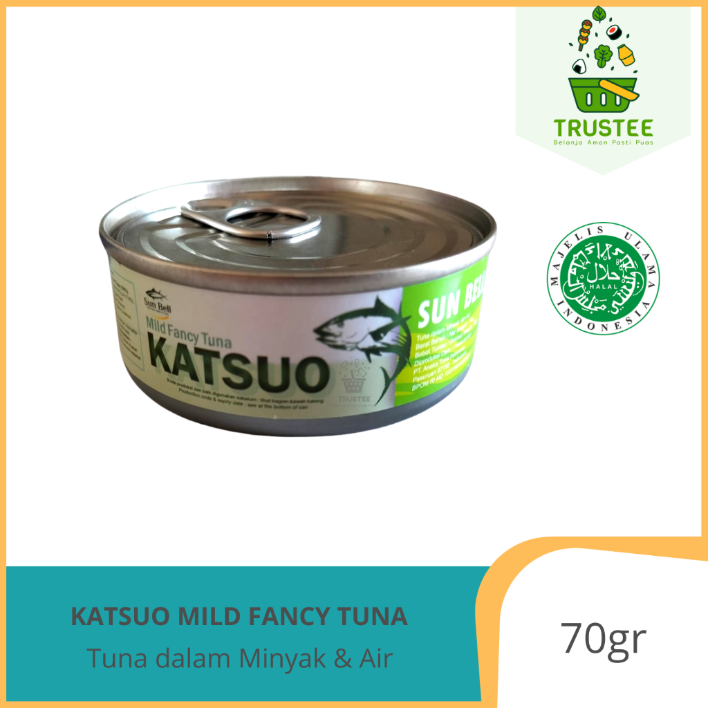 Jual SunBell Tuna Katsuo Mild Fancy / Tuna Chunk in Oil Kaleng Halal 70gr Shopee Indonesia