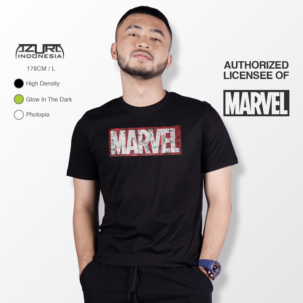 Jual Azura Tshirt Marvel Original Marvel Logo Silhouette Hitam | Shopee ...