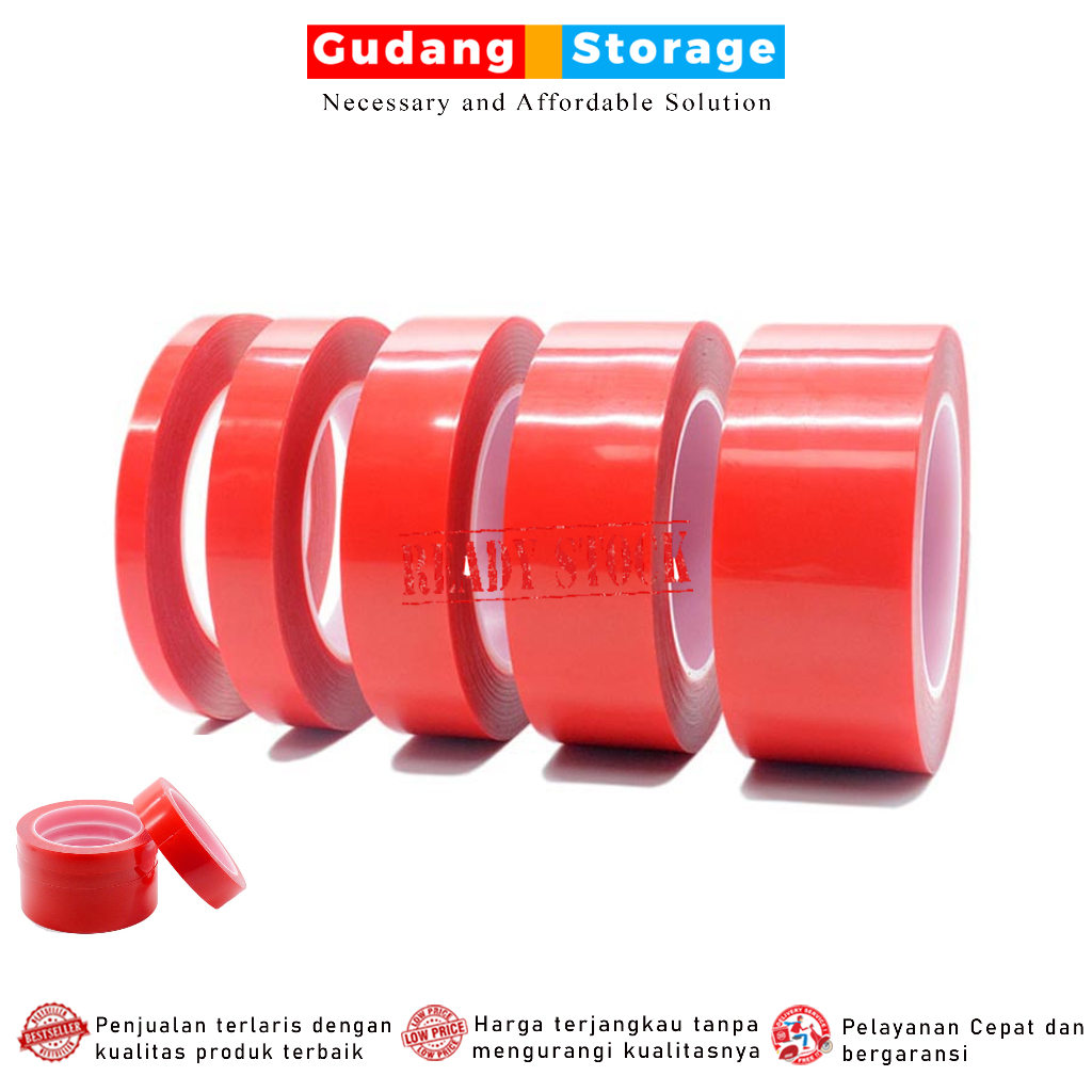 Jual PROMO DOUBLE TIP Perekat Double Tape Acrylic Adhesive Transparent No Trace Sticker 15mm X