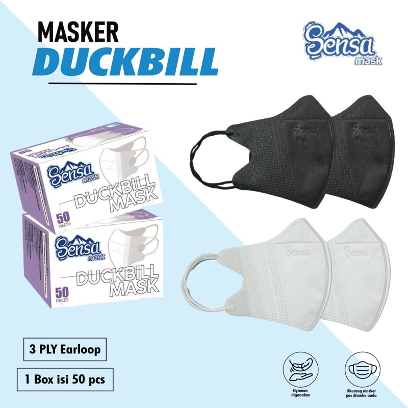 Jual MASKER DUCKBILL EARLOOP SENSA & SENSA PLUS ADA EMBOS 1BOX ISI ...