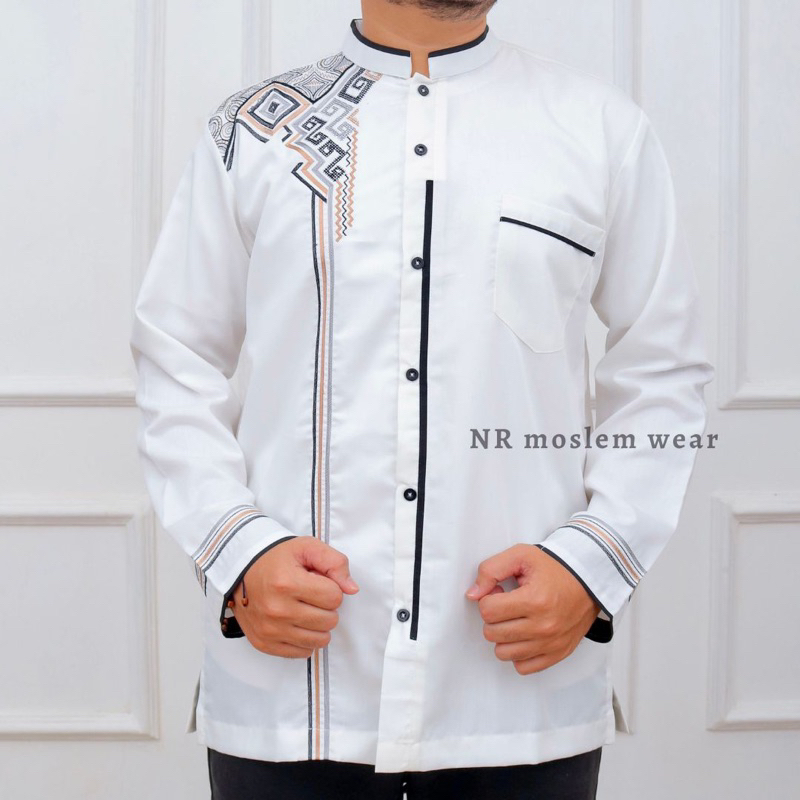 BAJU KOKO PUTIH LENGAN PANJANG , BAJU KOKO KATUN ADEM kode ( ARK )