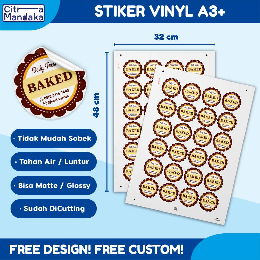 Jual Cetak Stiker Bulat Custom Anti Air Logo Brand Makanan Label Custom ...