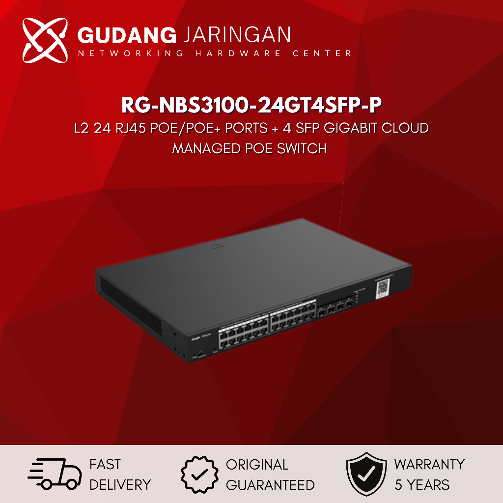 Jual RG-NBS3100-24GT4SFP-P RUIJIE REYEE 24 PORTS L2 GIGABIT POE+ SWITCH ...