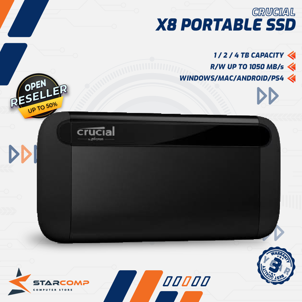 CRUCIAL X8 PORTABLE SSD 2TB（Jual Crucial X8 Portable SSD 1TB 2TB 