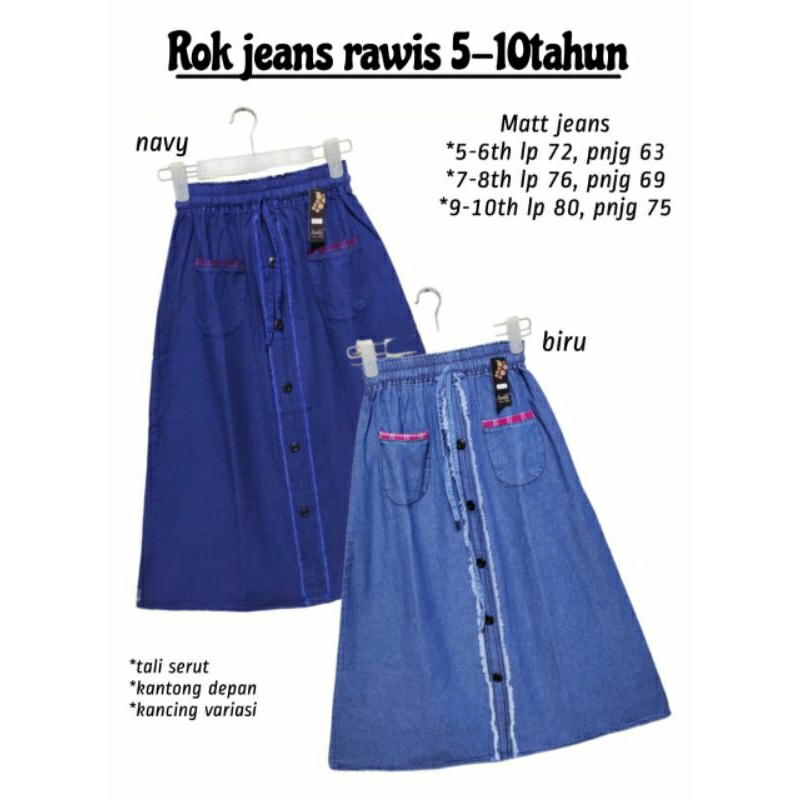 Jual ROK ANAK usia 7 8 9 10 11 12 Tahun | ROK JEANS PANJANG | ROK JEANS ...