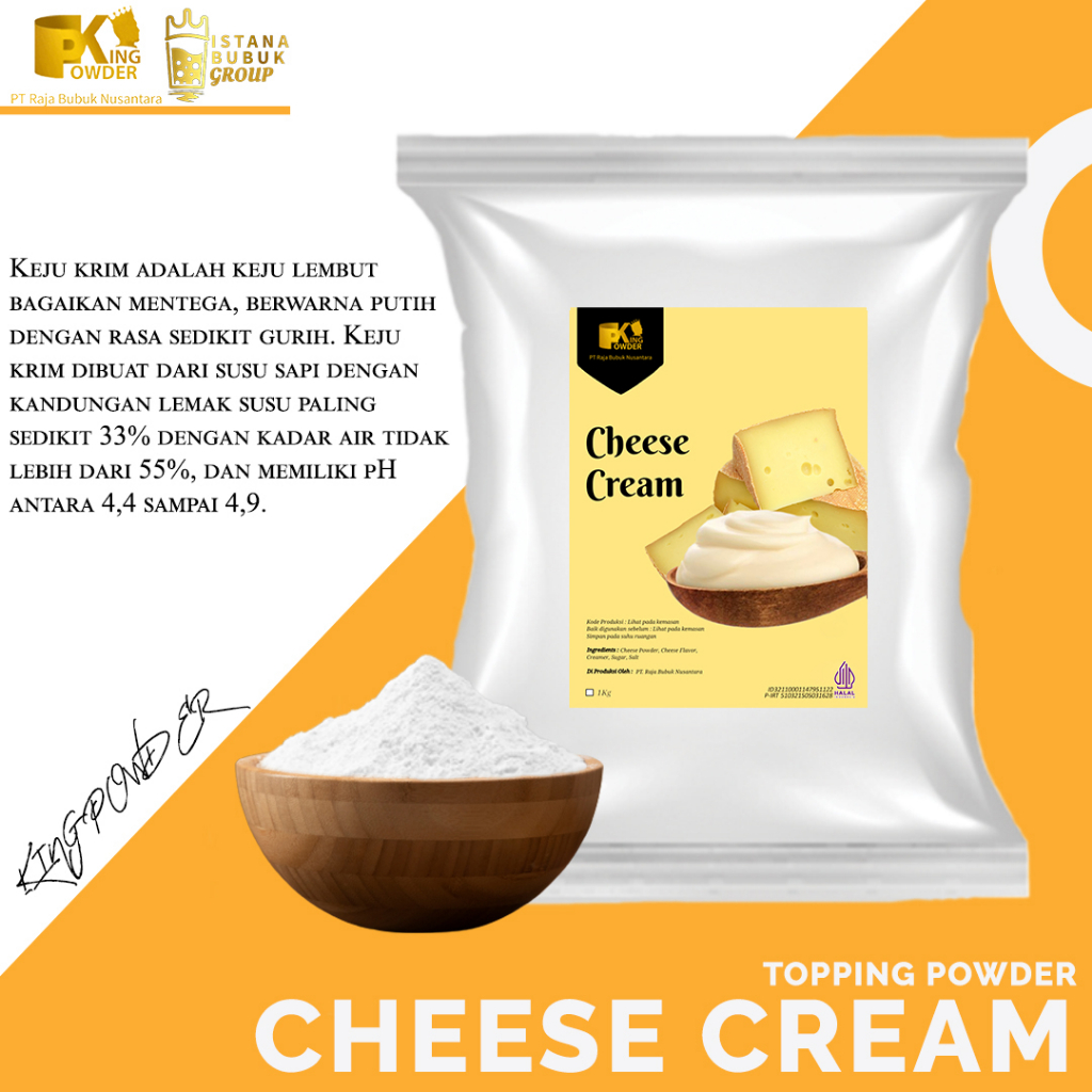 Jual Topping Powder Cheese Cream, Cream Cheese Powder 1kg/Topping ...