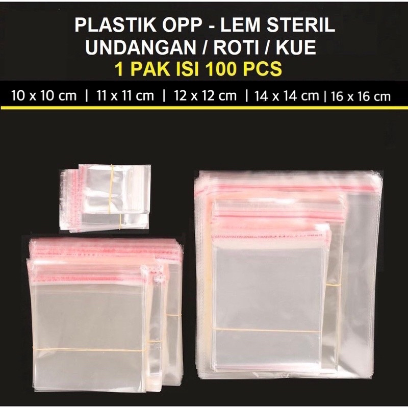 Jual (100 LEMBAR) PLASTIK OPP ROTI (SEAL / LEM) 10X10 13X13 / KEMASAN ...