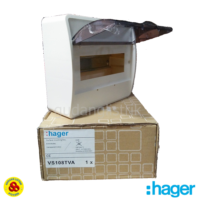 Jual Hager Box MCB 8 Group Outbow Tempel VS108TVA Tutup Transparant ...
