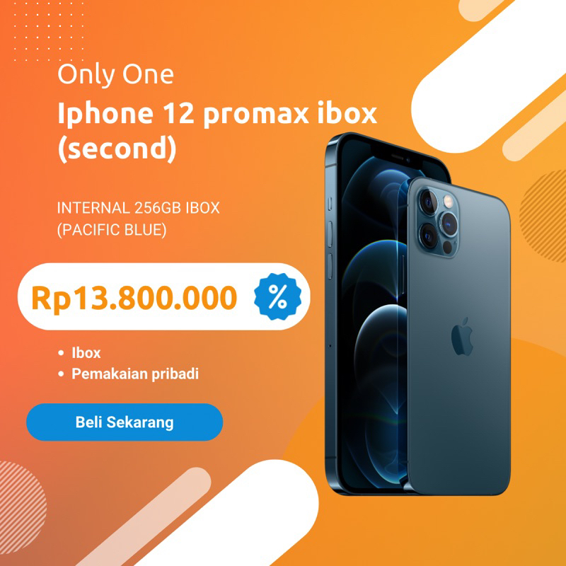 Jual Iphone 12 promax 256gb IBOX PACIFIC BLUE (pemakaian pribadi