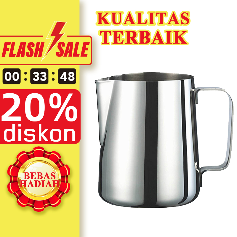 4-Piece Stainless Steel Milk Frothing Pitchers 12oz - Barista Tools With Measuring Markers