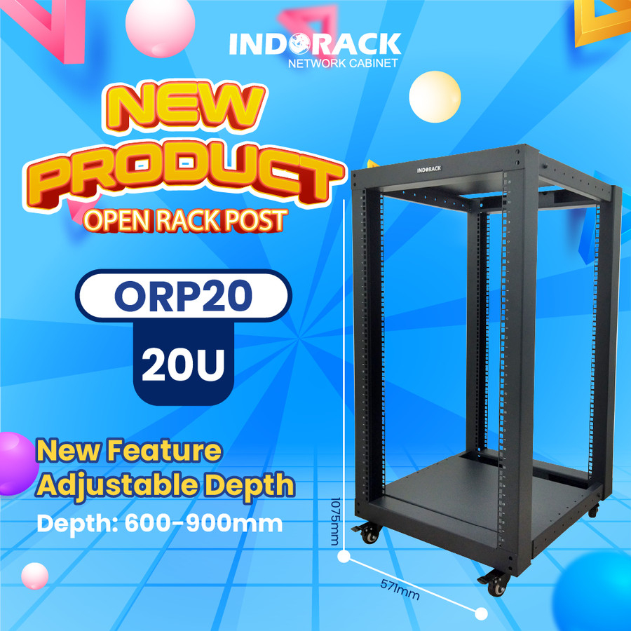 Jual INDORACK ORP20 - Open Rack Post 20U Adjustable Depth 600 - 900mm ...