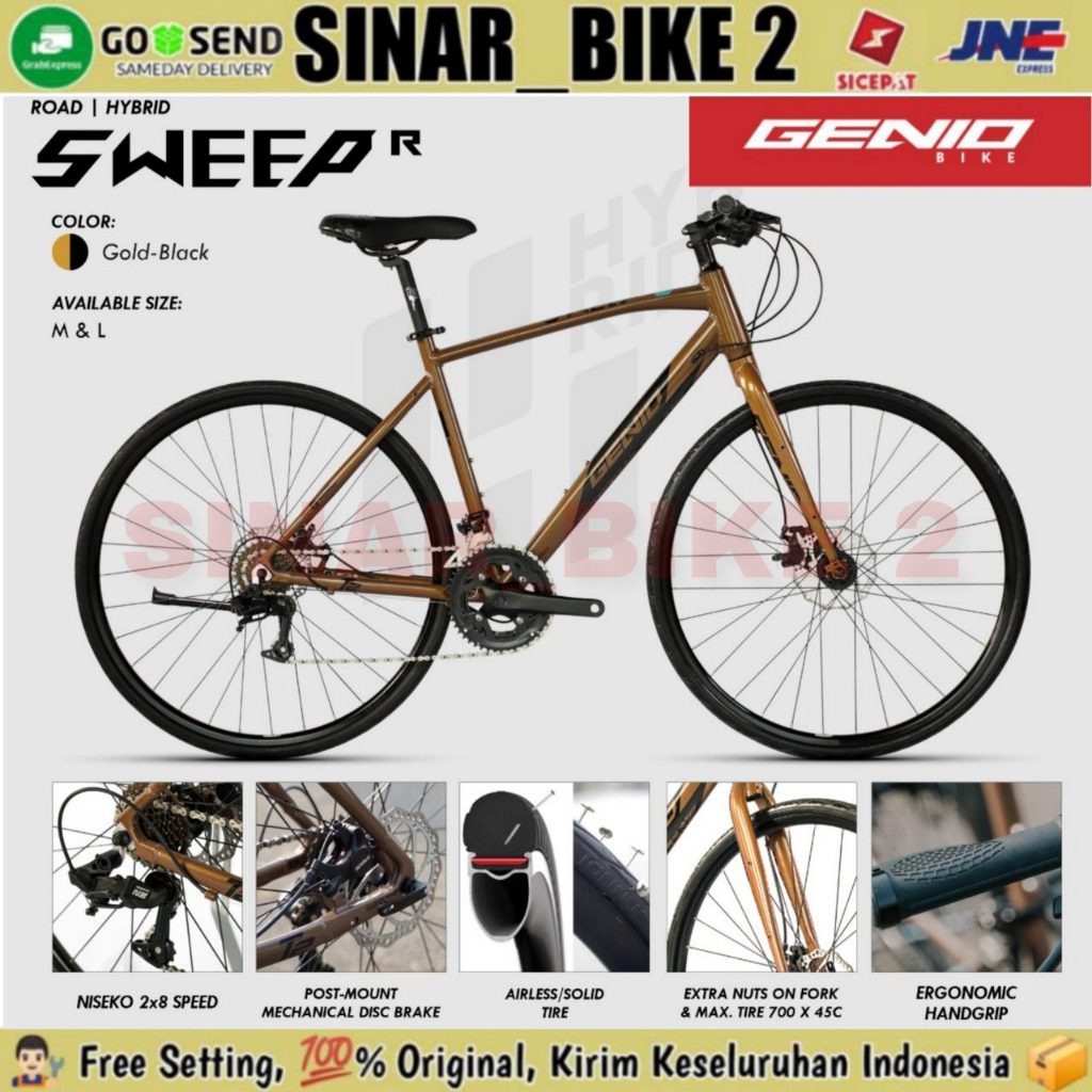 Jual Sepeda Hybrid GENIO SWEEP R Alloy 8 Speed Balap Road Bike / Gravel ...