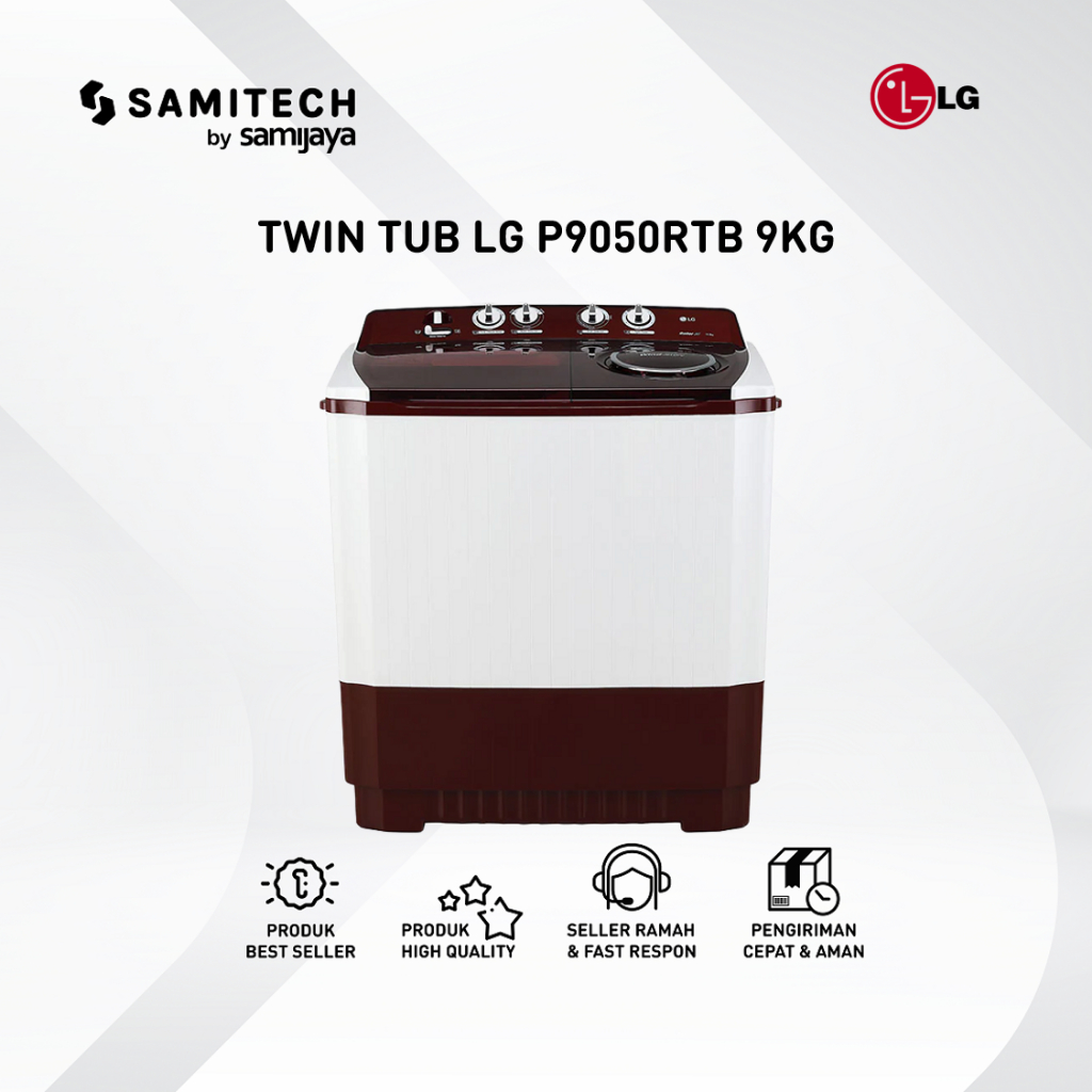 Jual MESIN CUCI DUA TABUNG - TWIN TUB LG P9050RTB / P 9050 RTB 9KG ...