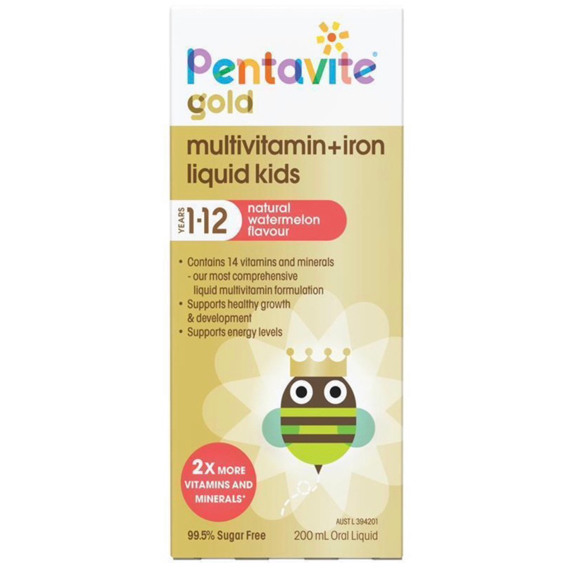 Jual Pentavite Gold Multivitamin + Iron Liquid for Kids 200ml | Shopee ...