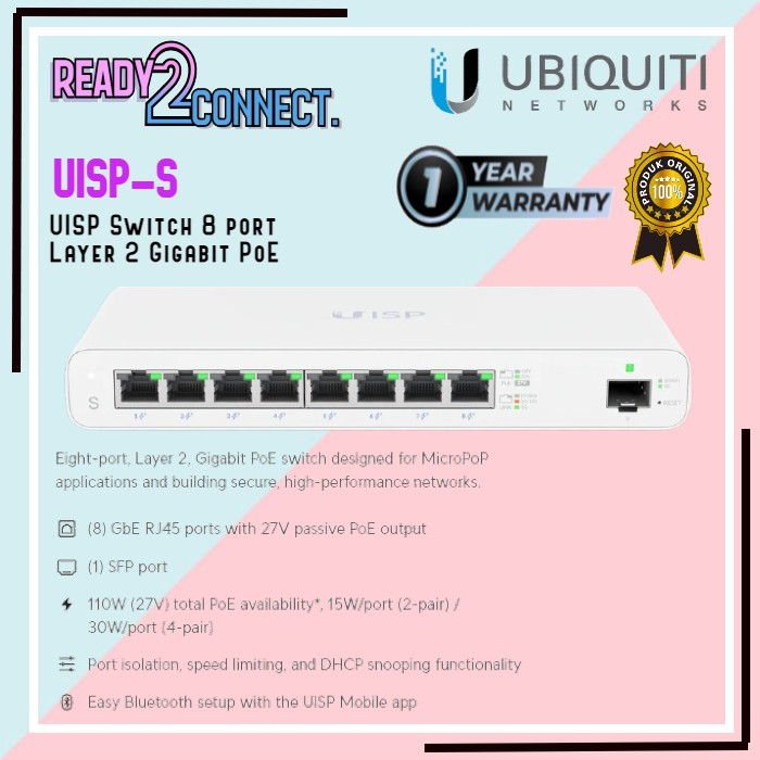 Jual UBIQUITI UISP-S 8 port Layer 2 Gigabit PoE Switch | Shopee Indonesia