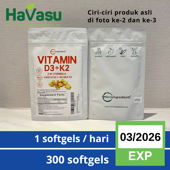 Jual Micro Ingredients MicroIngredients Vitamin D3 5000IU K2 100mcg 300