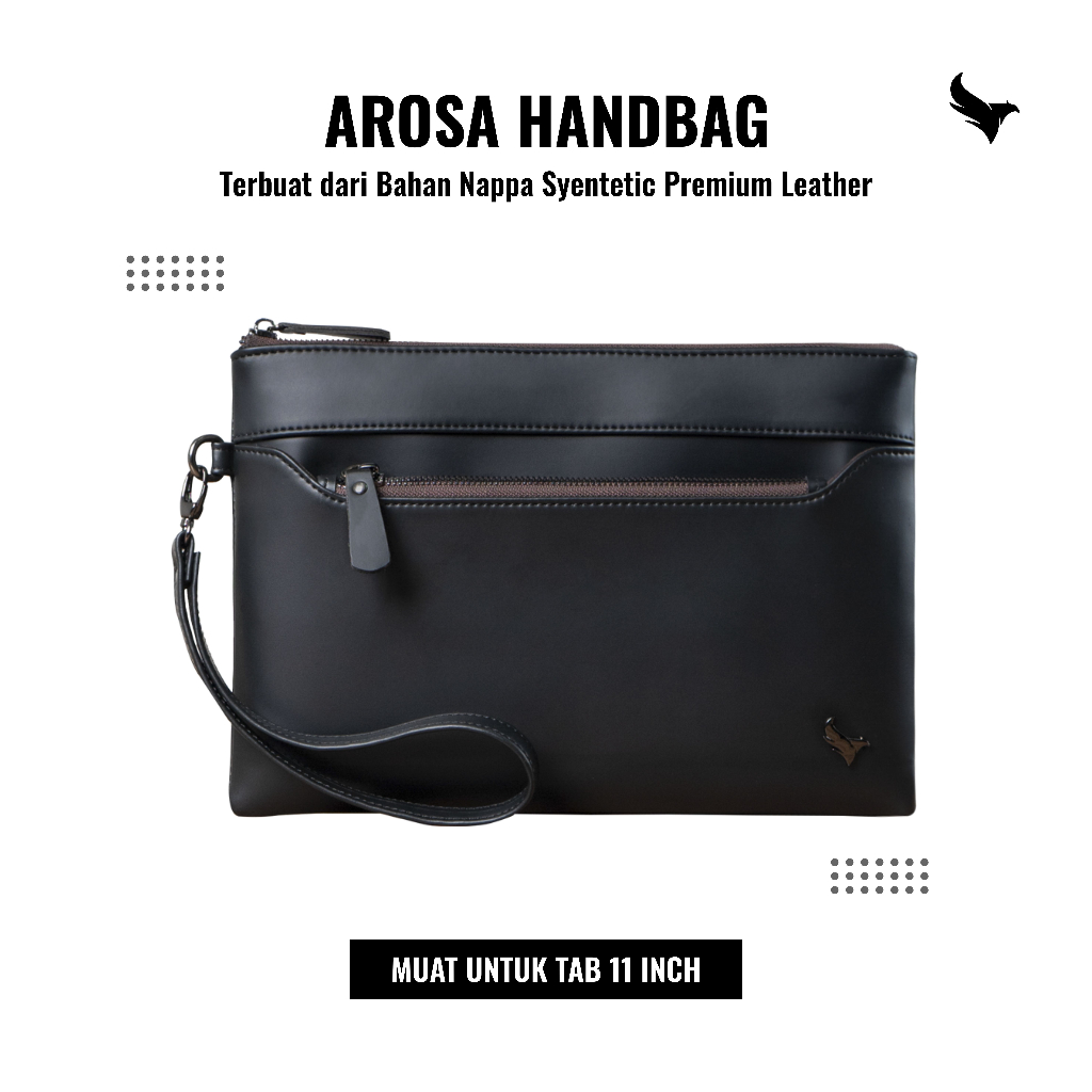 Jual Handbag Clutch Pria Bahan Premium Leather Arosa Tas Tangan Cowok