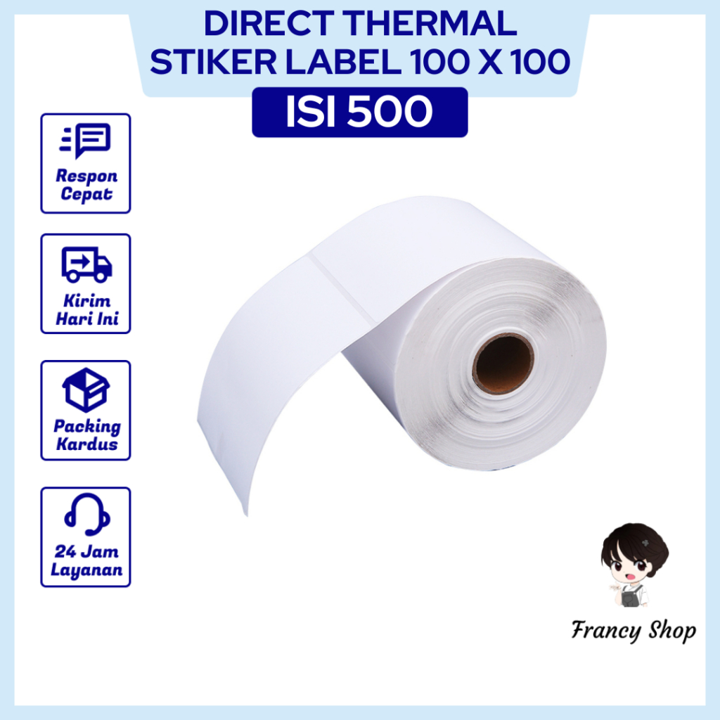 Jual Kertas Label Thermal 100x100 Sticker Resi Barcode 1 Roll Isi 500 Pcs Shopee Indonesia 7435