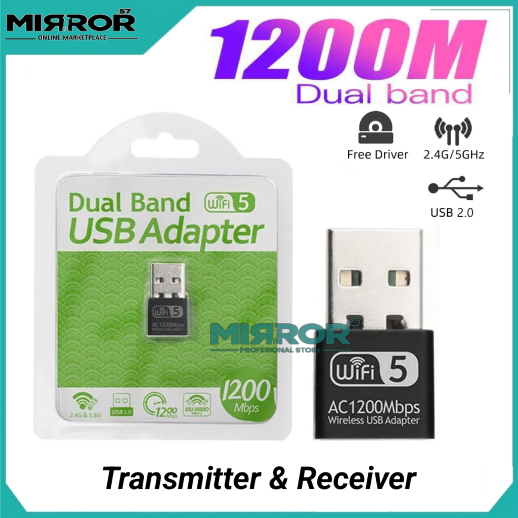 Jual USB WiFi Adapter Pemancar Dan Penerima Sinyal WiFi Di PC Laptop Komputer 1200Mbps Dual Band