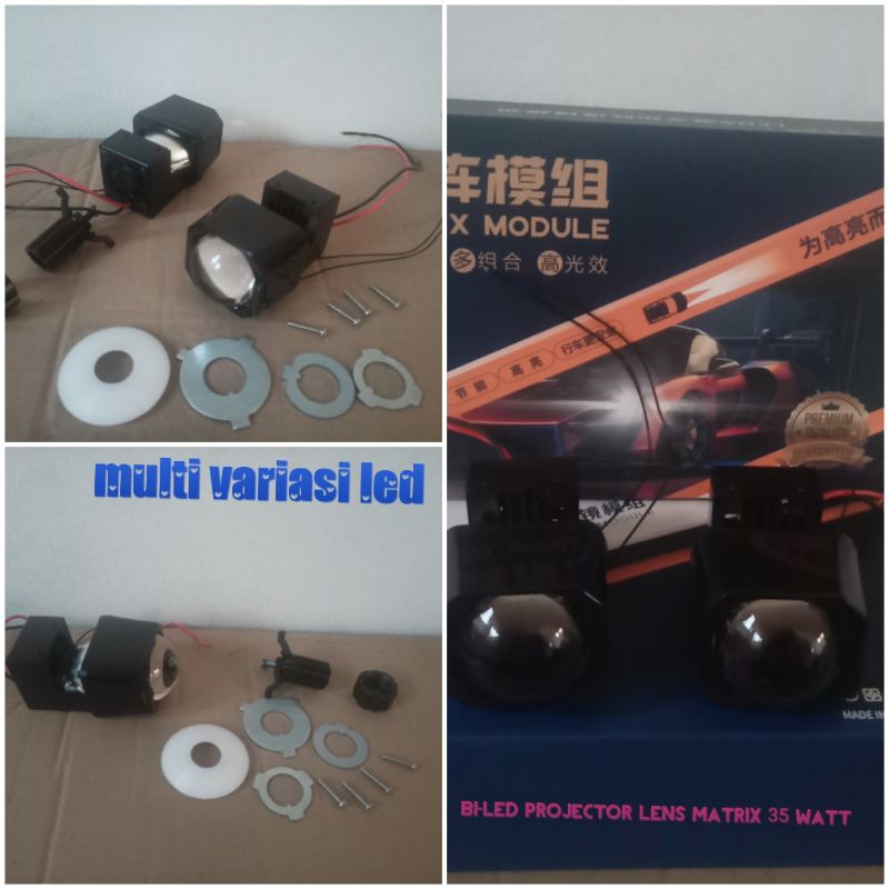 Jual lampu Bi-led projector lens matrix 35watt blue lens untuk motor ...