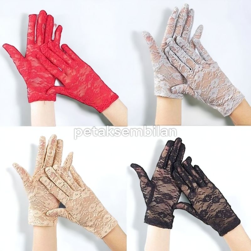 Jual Sarung Tangan Pengantin Wanita Isi 1 Pasang Kiri And Kanan Lace Floral Bridal Gloves 6829