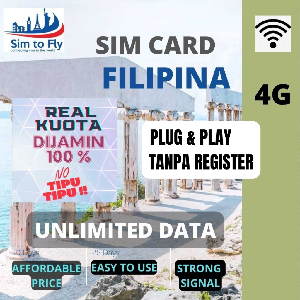 Jual Sim Card Filipina Unlimited Data Simcard Philippine Shopee Indonesia