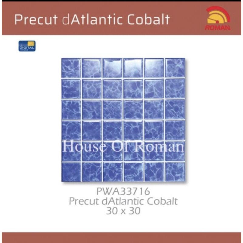 Jual Precut Datlantic Cobalt 30x30 Roman Keramik Biru Kotak Kotak