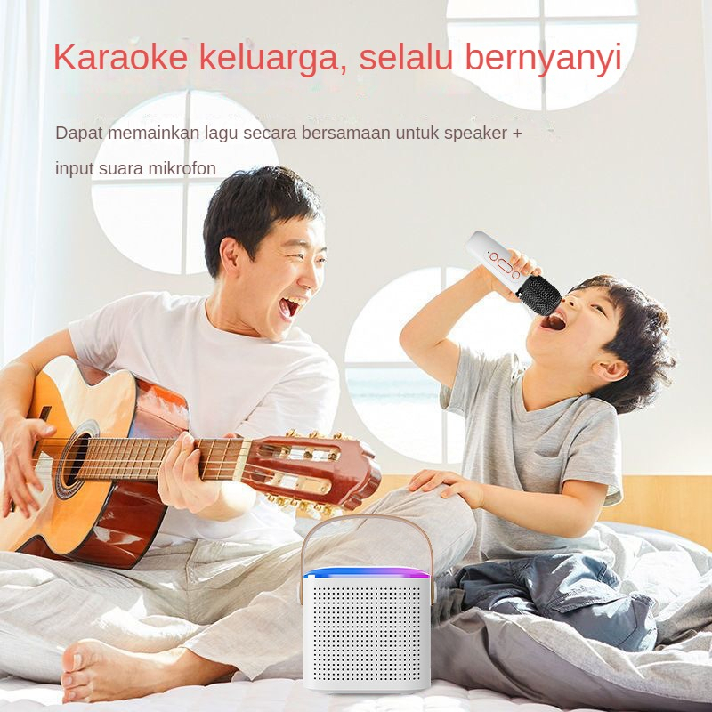 Jual Speaker Karaoke Y1 Bluetooth Mini 2 Mic Full Bass RGB Portable ...