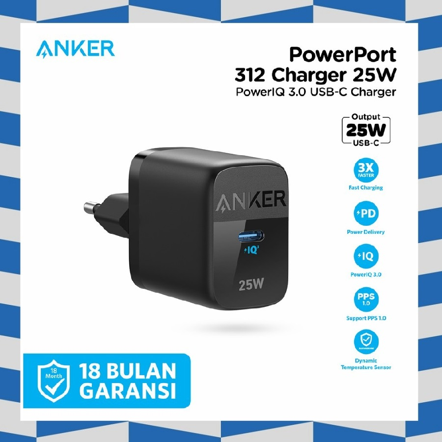 Jual Anker 312 Charger 25W PPS PD SFC Fast Charging USB Type C - A2642 ...