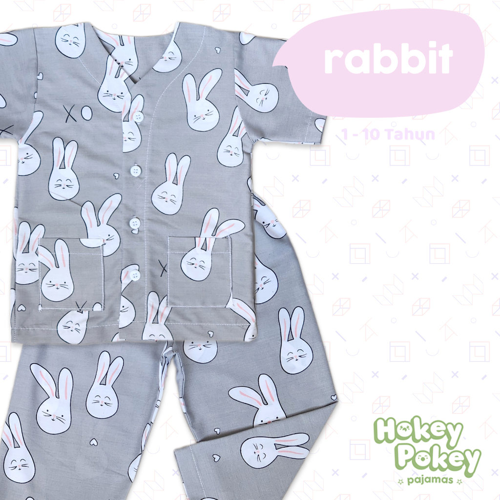Jual Setelan Baju Tidur Piyama Anak Perempuan Tanpa Kerah Motif Rabbit ...