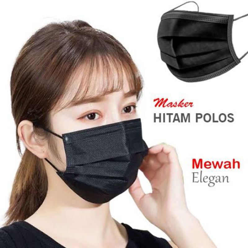 Jual MASKER HITAM 3 FLY EARLOOP ISI 50 PCS | Shopee Indonesia