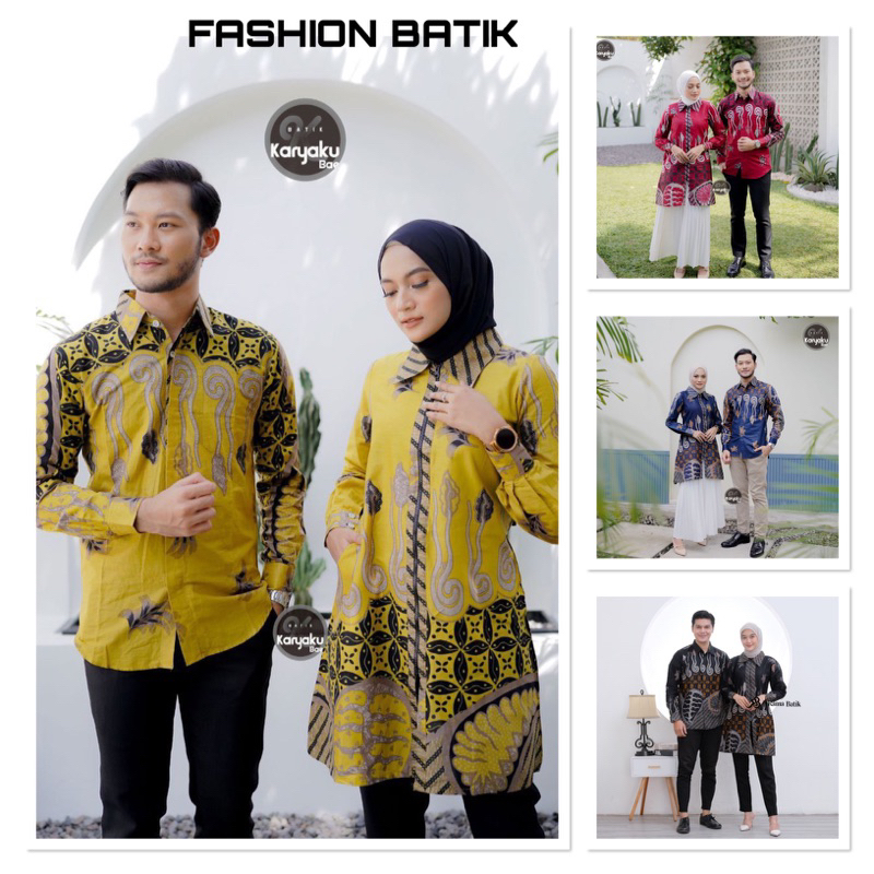 Jual Batik Tunik Couple Modern Set Pakaian Couple Kemeja Batik Pria ...