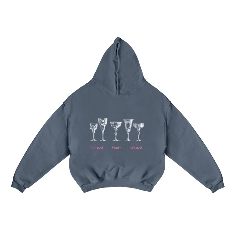 Jual Praedae Studio - blue boxy oversized hoodie - blessed youth wasted ...