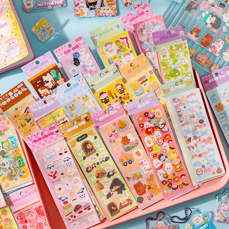 Jual 10Pcs Sticker FUNNY PET CARTOON SERIES DIY Sticker Diary Glitter ...
